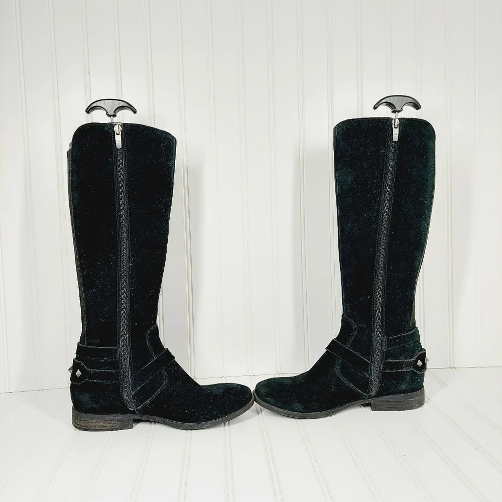 Marc Fisher Arbor Black Suede Leather Knee High Boots B637